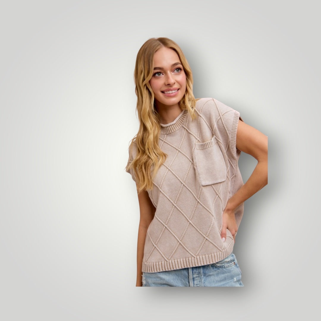 Washed Taupe Bibi Women-Tops, Small